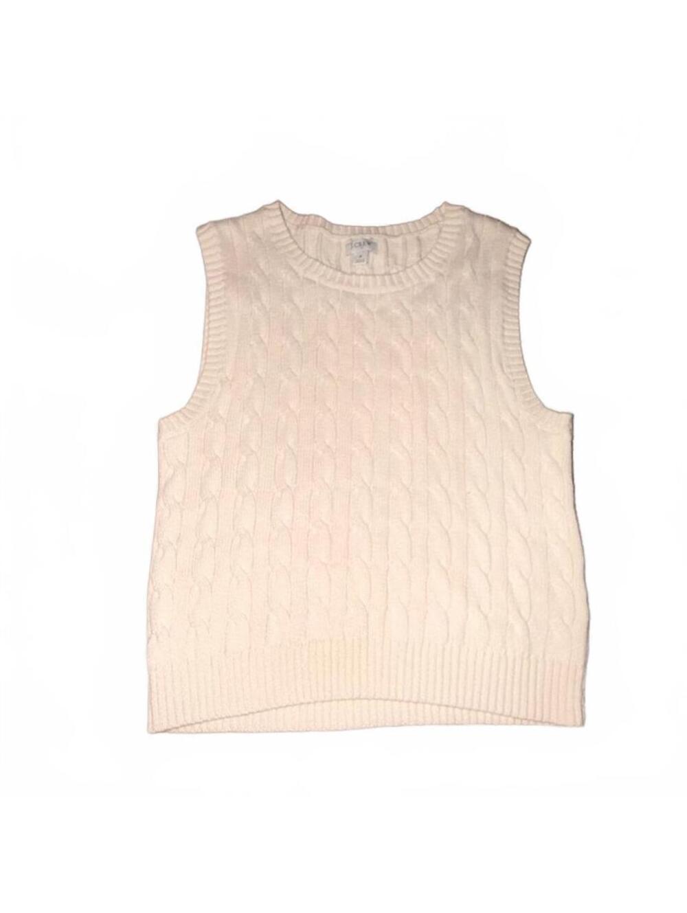 J.Crew Women's Cream Cable Knit Sleeveless Sweater Vest Size Small